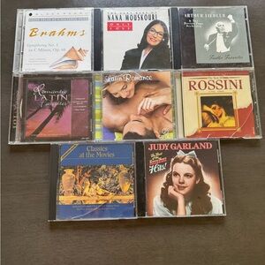 90s Assorted CD Lot Of 6 Latin Romance, Fiedler, Rossini, Brahms, Nana Mouskouri